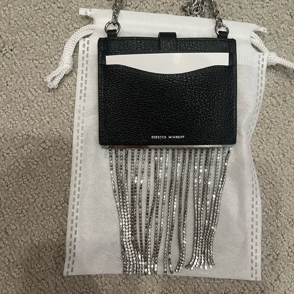 Rebecca Minkoff Black wallet with Silver Chain Fringe